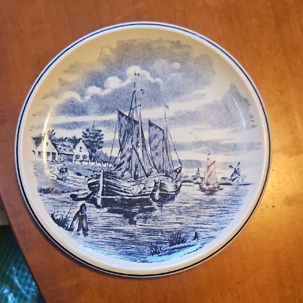 Royal Delft Nautical Collectors Blue and White Ceramic Plate
